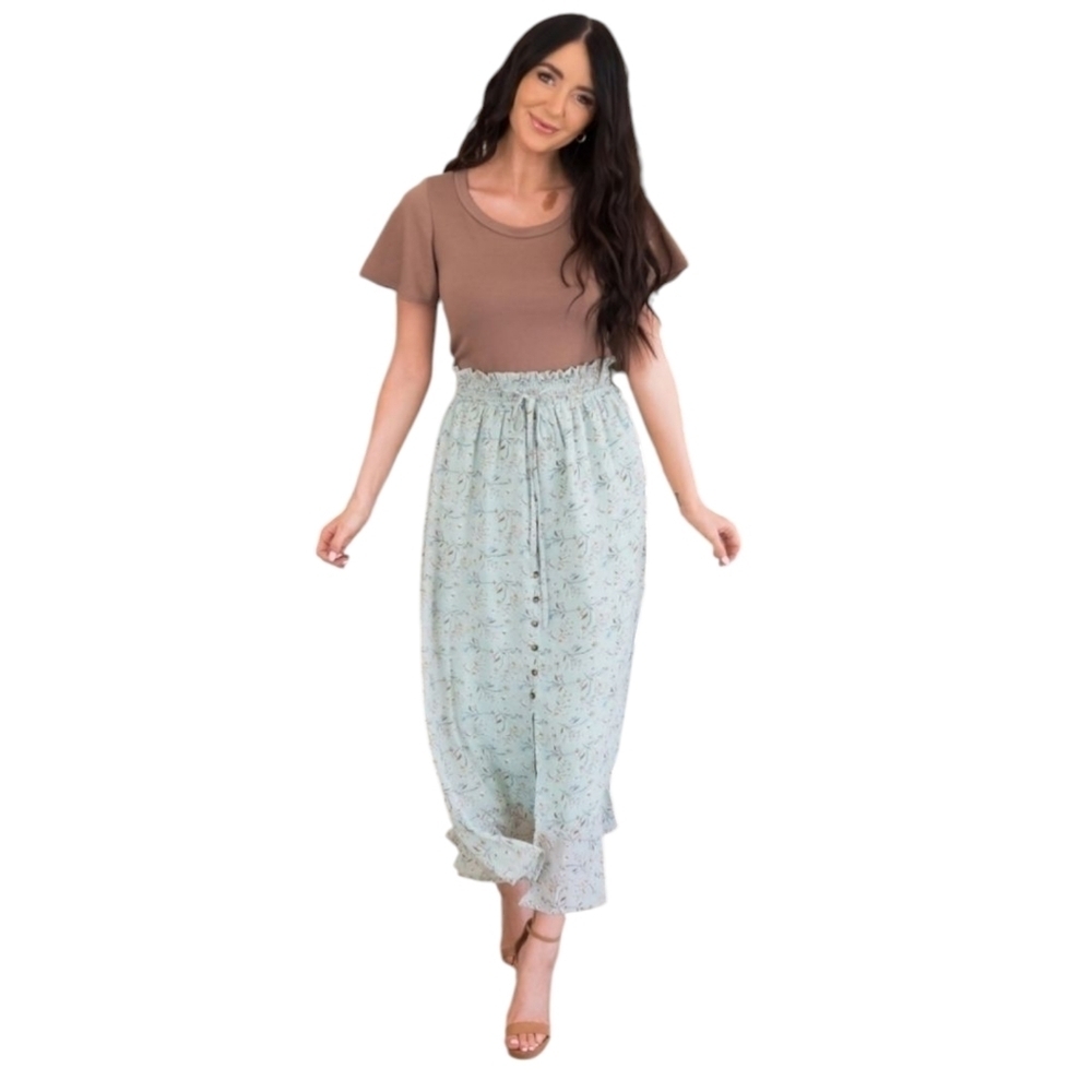 Mikarose Jade Birch Floral Spring Blooms Button Front Maxi Skirt Boho Sz XL NWT - Picture 5 of 12